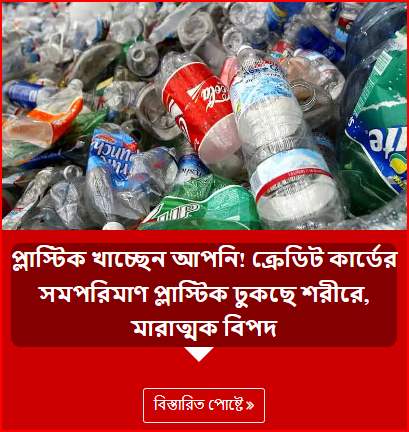 প্লাস্টিক খাচ্ছেন আপনি! ক্রেডিট কার্ডের সমপরিমাণ প্লাস্টিক ঢুকছে শরীরে, মারাত্মক বিপদ