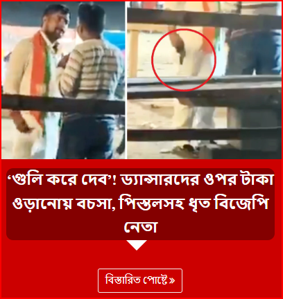 ‘গুলি করে দেব’! ড্যান্সারদের ওপর টাকা ওড়ানোয় বচসা, পিস্তলসহ ধৃত বিজেপি নেতা