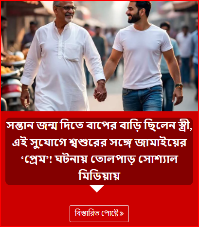 সন্তান জন্ম দিতে বাপের বাড়ি ছিলেন স্ত্রী, এই সুযোগে শ্বশুরের সঙ্গে জামাইয়ের ‘প্রেম’! ঘটনায় তোলপাড় সোশ্যাল মিডিয়ায়