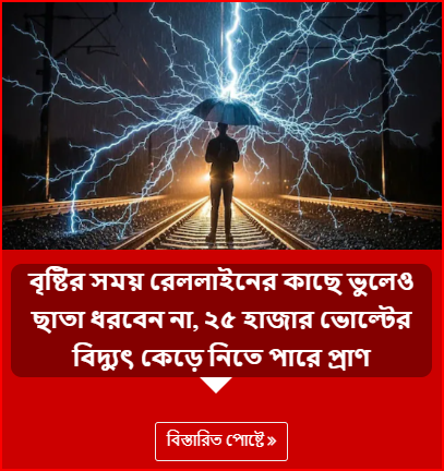 বৃষ্টির সময় রেললাইনের কাছে ভুলেও ছাতা ধরবেন না, ২৫ হাজার ভোল্টের বিদ্যুৎ কেড়ে নিতে পারে প্রাণ