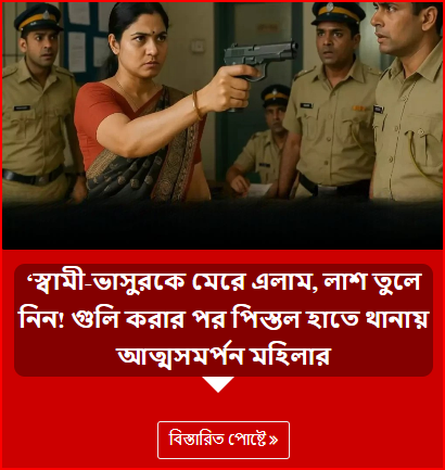 ‘স্বামী-ভাসুরকে মেরে এলাম, লাশ তুলে নিন! গুলি করার পর পিস্তল হাতে থানায় আত্মসমর্পন মহিলার