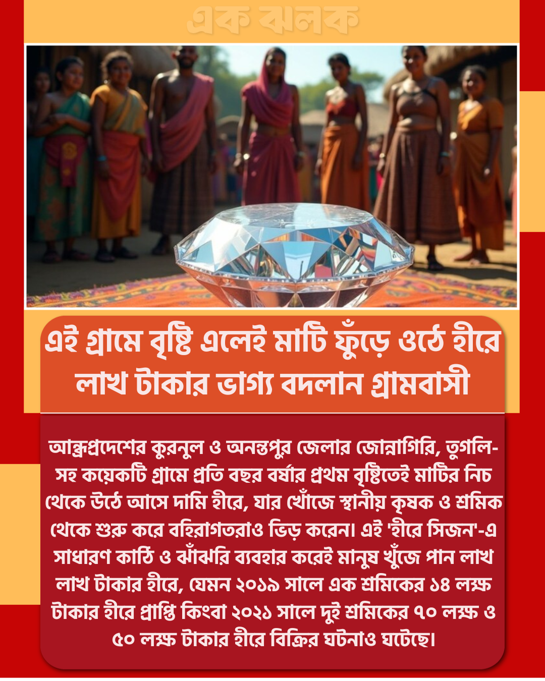 এই গ্রামে বৃষ্টি এলেই মাটি ফুঁড়ে ওঠে হীরে লাখ টাকার ভাগ্য বদলান গ্রামবাসী