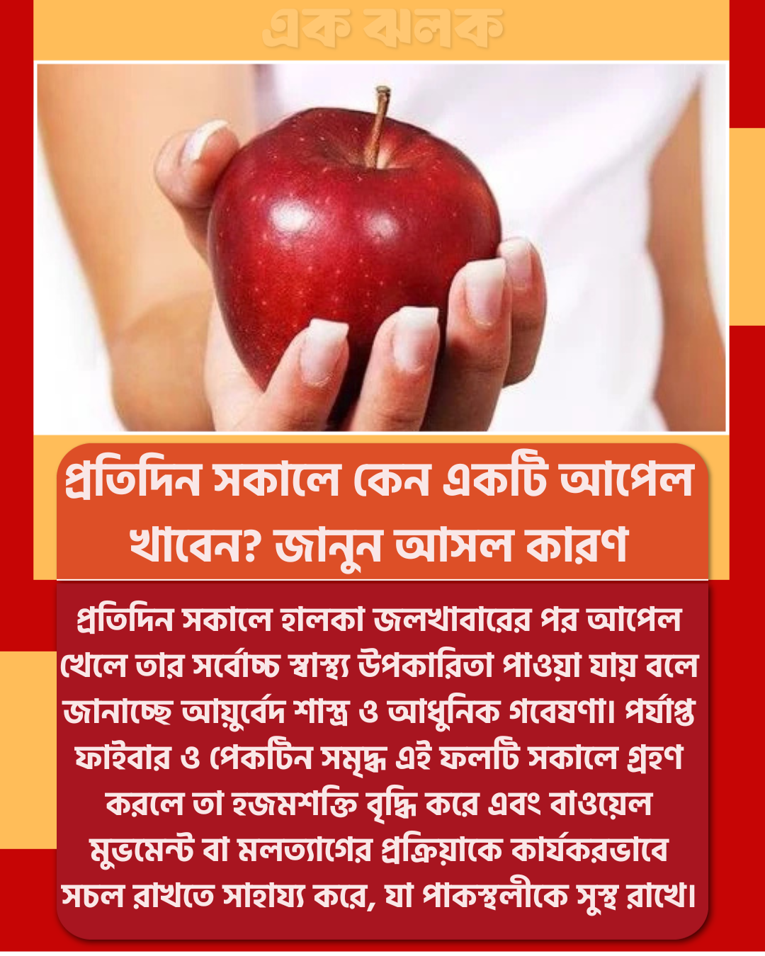 সকালে আপেল খেলেই মিলবে সবচেয়ে বেশি উপকার! কেন জানেন?