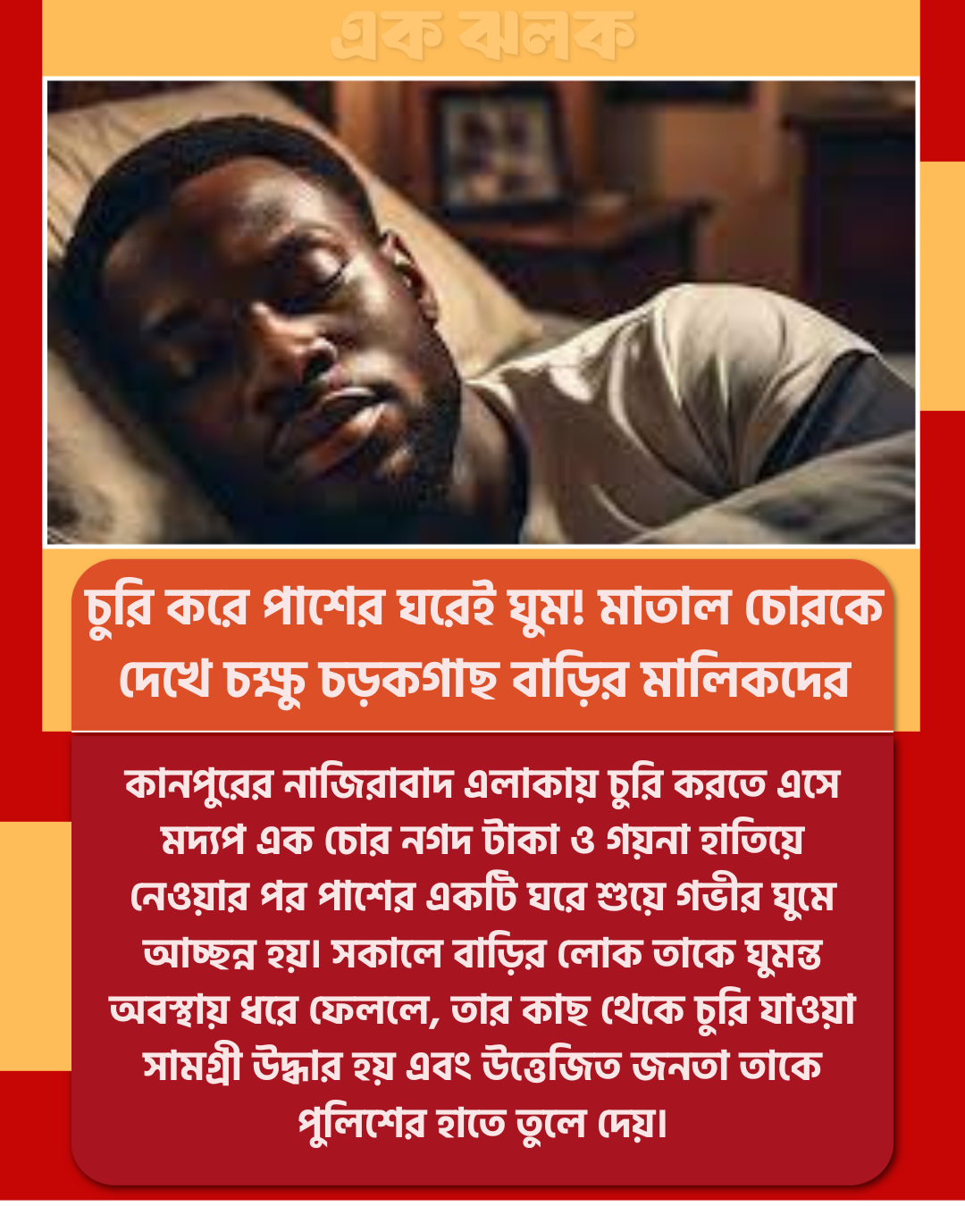 চুরি করে পাশের ঘরেই ঘুম! মাতাল চোরকে দেখে চক্ষু চড়কগাছ বাড়ির মালিকদের